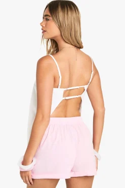 Shorts en lin à revers