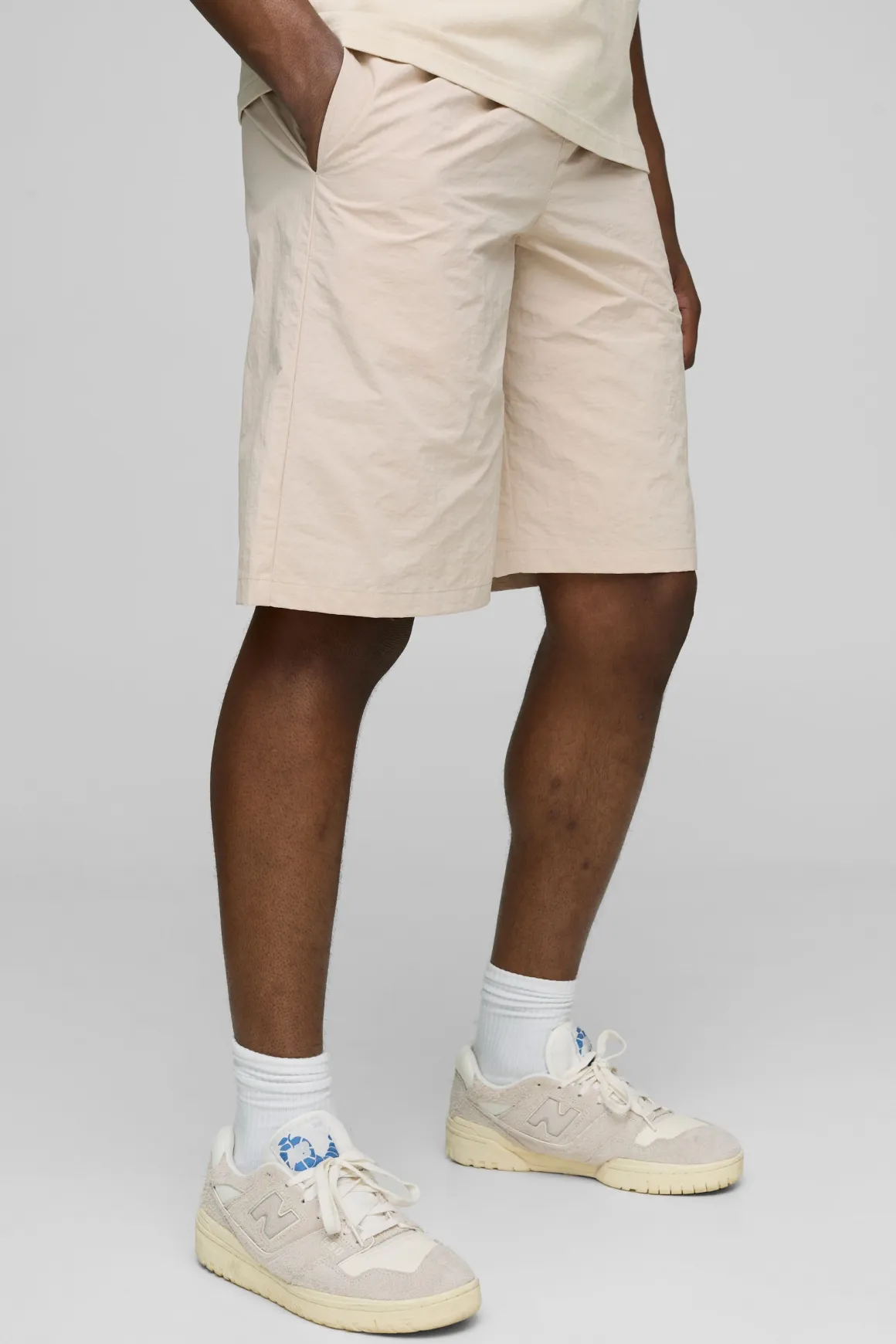Shorts en nylon froissé décontracté à taille élastiquée