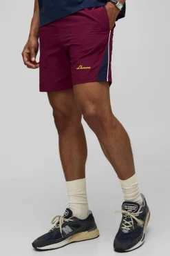 Shorts en nylon à panneaux froissés avec taille élastiquée