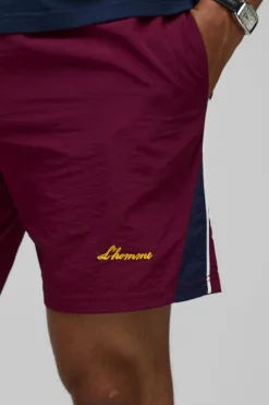 Shorts en nylon à panneaux froissés avec taille élastiquée