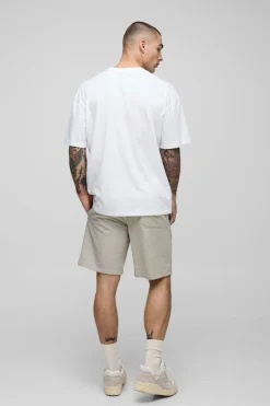 boohooMAN Shorts en seersucker unis à coupe régulière avec taille élastiquée<Homme Shorts