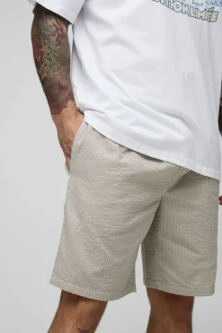 boohooMAN Shorts en seersucker unis à coupe régulière avec taille élastiquée<Homme Shorts