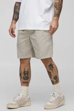 boohooMAN Shorts en seersucker unis à coupe régulière avec taille élastiquée<Homme Shorts