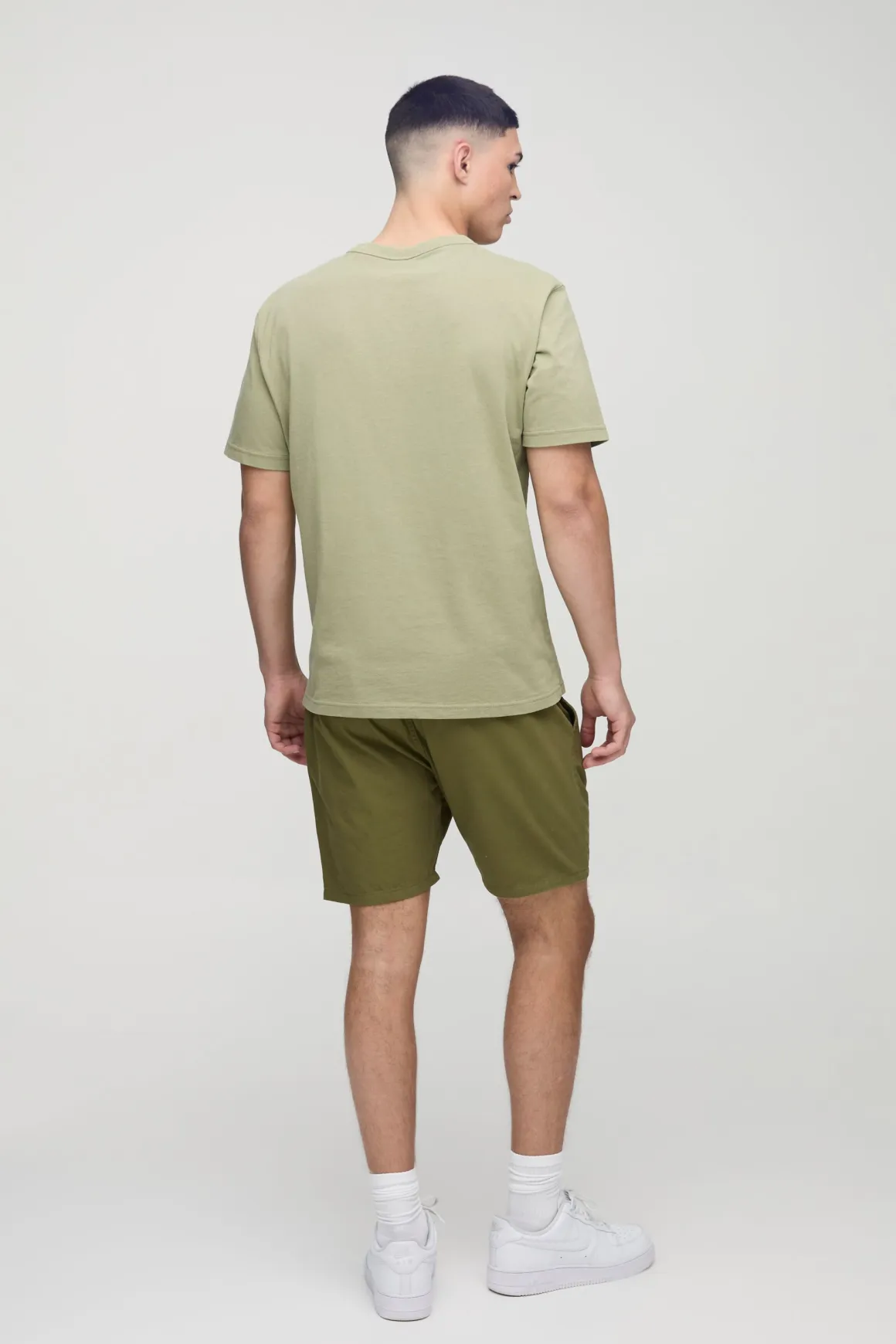 Shorts en sergé coupe slim à taille élastique