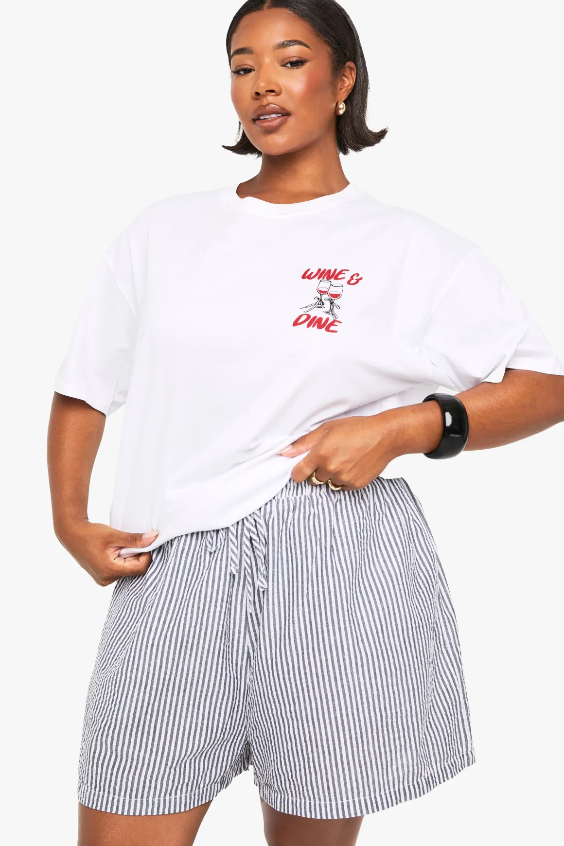 Shorts flippy à rayures tissées Plus