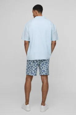 boohooMAN Shorts jacquard en satin floral à coupe régulière avec élastique<Homme Shorts