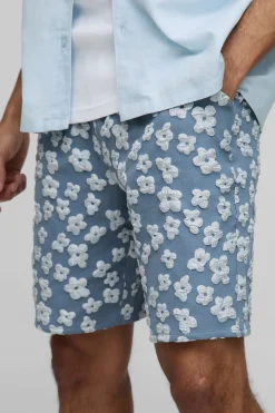 boohooMAN Shorts jacquard en satin floral à coupe régulière avec élastique<Homme Shorts