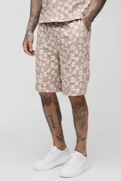 boohooMAN Shorts jacquard fleuris à coupe décontractée pour grandes tailles<Homme Shorts|Tout Afficher