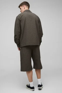 Shorts larges à carreaux, ripstop, à pli près du genou pour hommes grands