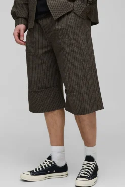 Shorts larges à carreaux, ripstop, à pli près du genou pour hommes grands