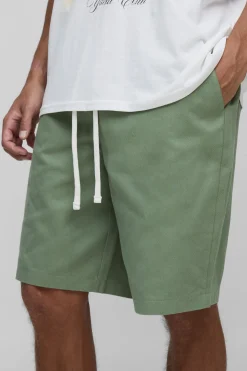 Shorts longs à taille élastiquée et coupe ample