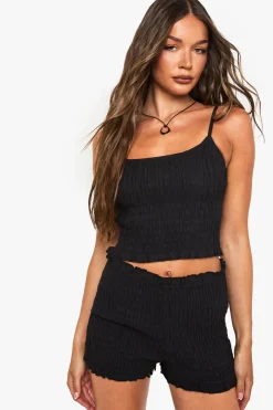 Shorts micro en popeline de coton plissée