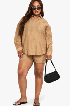 Shorts oversize en tissage froissé Plus