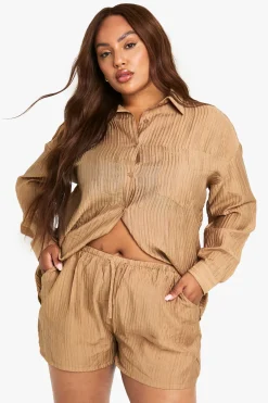 Shorts oversize en tissage froissé Plus