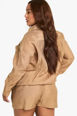 Shorts oversize en tissage froissé Plus