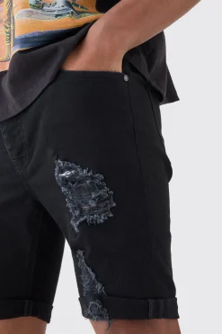 boohooMAN Shorts Skinny Stretch Déchirés en Denim<Homme Denim|Denim