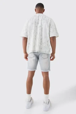 Shorts Skinny Stretch en Denim en Gris Clair