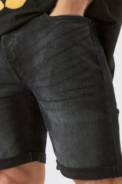 Shorts skinny stretch en jean noir
