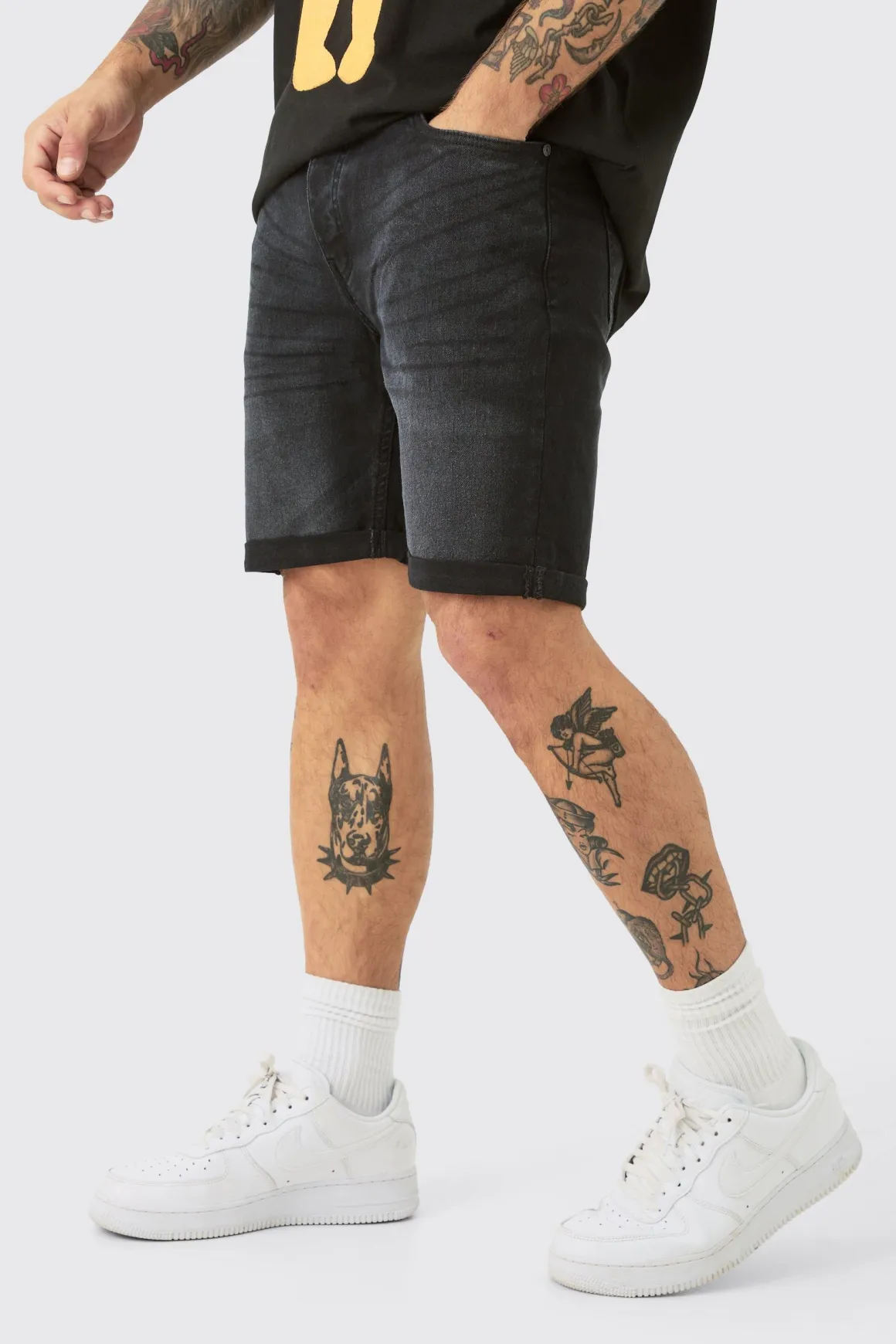 Shorts skinny stretch en jean noir