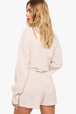 Shorts à taille contrastante avec rayures texturées