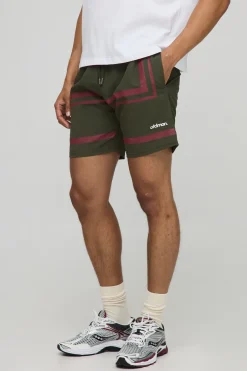 Shorts à taille élastique, coupe décontractée, en nylon froissé à rayures