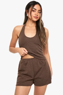 Shorts à taille élastique rayés