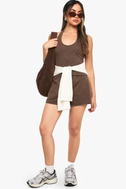 Shorts à taille élastique rayés