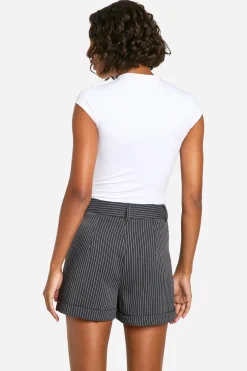 Shorts Tailleur à Rayures Fines