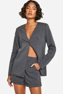 Shorts Tailleur à Rayures Fines