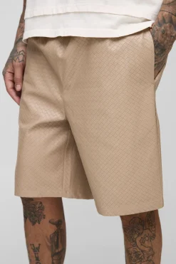 Shorts tissés en synthétique pour les grandes tailles, coupe décontractée avec détails de poches
