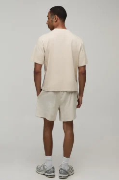Short Style Boxer Coupe Décontractée En Mélange De Lin Brodé
