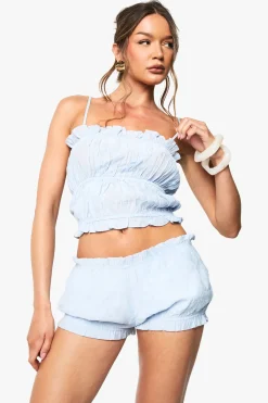 boohoo Shorts à volants texturés à rayures<Femme Shorts