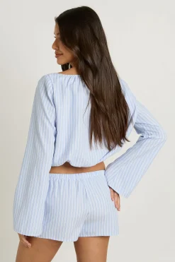 Short Taille Basse À Rayures Avec Cordon De Serrage