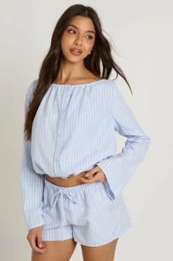 Short Taille Basse À Rayures Avec Cordon De Serrage