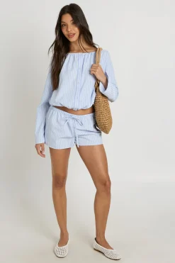 Short Taille Basse À Rayures Avec Cordon De Serrage