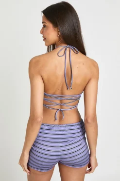 Short Taille Basse À Rayures Avec Rabat