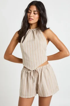 boohoo Short Taille Coulissée Aspect Lin<Femme Shorts