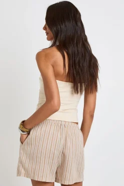 Short Taille Haute Aspect Lin Avec Cordon De Serrage