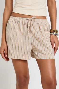 Short Taille Haute Aspect Lin Avec Cordon De Serrage