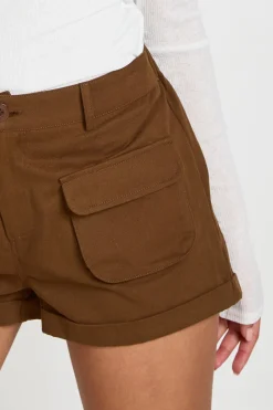 boohoo Short Taille Haute En Sergé Avec Poches Plaquées<Femme Tailleurs|Shorts