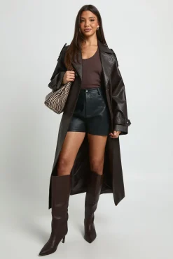 Short Taille Haute En Synthétiquecuir