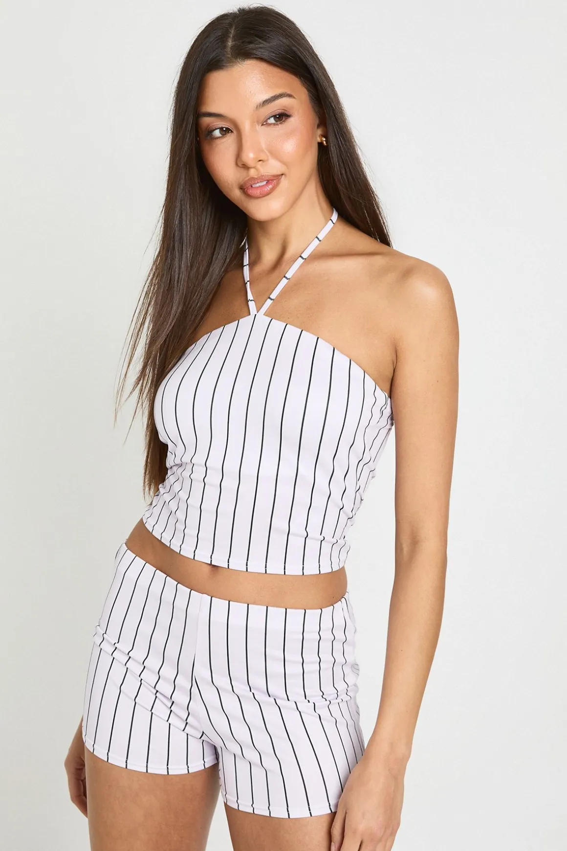 Short Taille Haute À Rayures