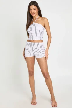 Short Taille Haute À Rayures