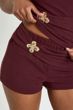 boohoo Short Taille Haute Texturé Avec Ornement Floral<Femme Shorts