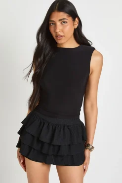 boohoo Short Taille Haute Texturé À Volants<Femme Shorts