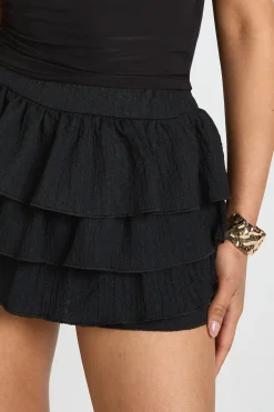 boohoo Short Taille Haute Texturé À Volants<Femme Shorts