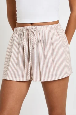 boohoo Short À Taille Élastiquée En Seersucker Rayé<Femme Shorts