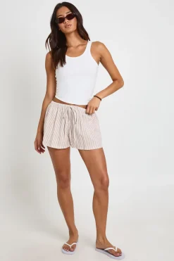 boohoo Short À Taille Élastiquée En Seersucker Rayé<Femme Shorts
