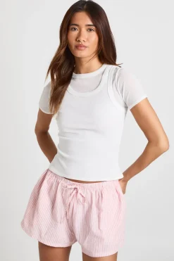 Short À Taille Élastiquée En Seersucker Rayé
