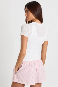 Short À Taille Élastiquée En Seersucker Rayé